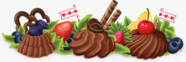 卡通美食矢量图ai免抠素材_新图网 https://ixintu.com 卡通 绿叶 美食 矢量图
