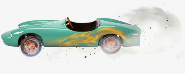 卡通跑车png免抠素材_新图网 https://ixintu.com 敞篷车 灰尘 烟雾 跑车