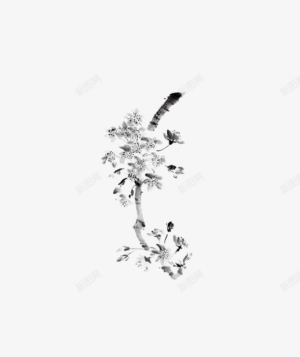 水墨花树枝png免抠素材_新图网 https://ixintu.com png图形 png装饰 手绘 树枝 花树 装饰
