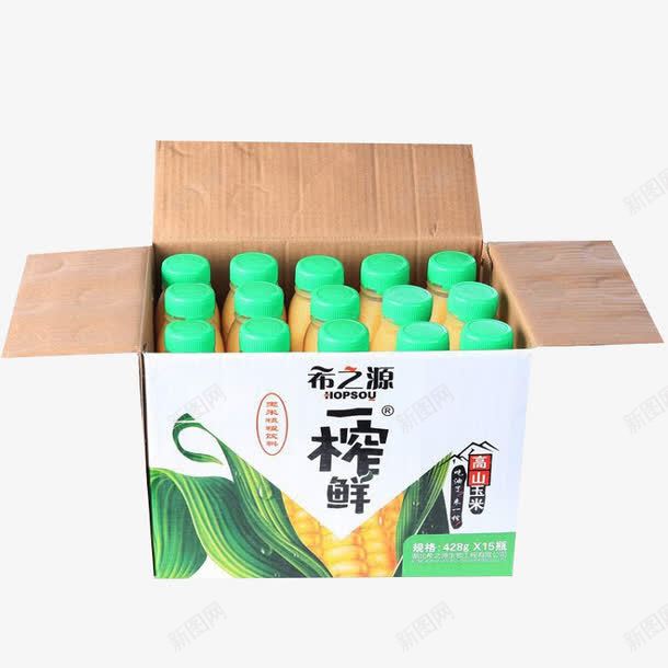 打开的玉米汁包装箱png免抠素材_新图网 https://ixintu.com 产品 整箱包装 玉米汁 鲜榨饮品