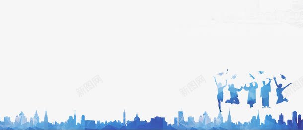蓝色人物与建筑剪影png免抠素材_新图网 https://ixintu.com 人物剪影 免费素材 建筑剪影 蓝色 蓝色建筑 装饰