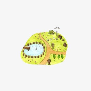 手绘卡通游乐园png免抠素材_新图网 https://ixintu.com 树木 游乐园 游泳池 道路