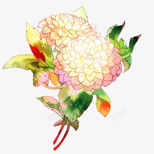 粉色光效小花绿叶装饰png免抠素材_新图网 https://ixintu.com 粉色 绿叶 装饰