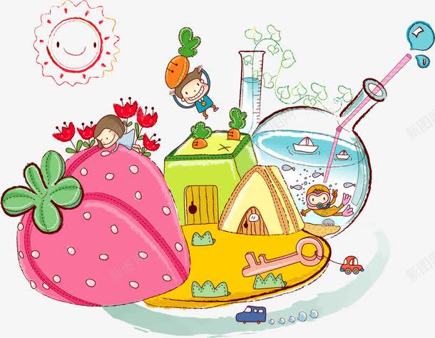 卡通幼儿园插画png免抠素材_新图网 https://ixintu.com PNG素材 卡通 幼儿园 粉色