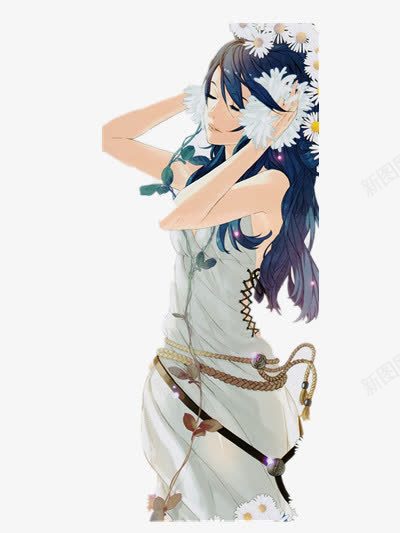 唯美插画png免抠素材_新图网 https://ixintu.com 唯美 女孩 插画 花朵 装束
