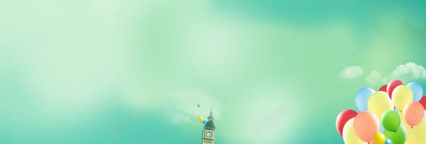春装海报背景png免抠素材_新图网 https://ixintu.com 春天 气球 灯塔 绿色