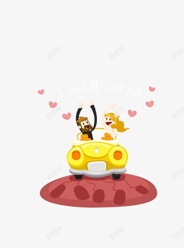 黄色婚车上的新娘新郎png免抠素材_新图网 https://ixintu.com 婚车上的新娘新郎 新娘 新郎 矢量新娘新郎 黄色新娘新郎