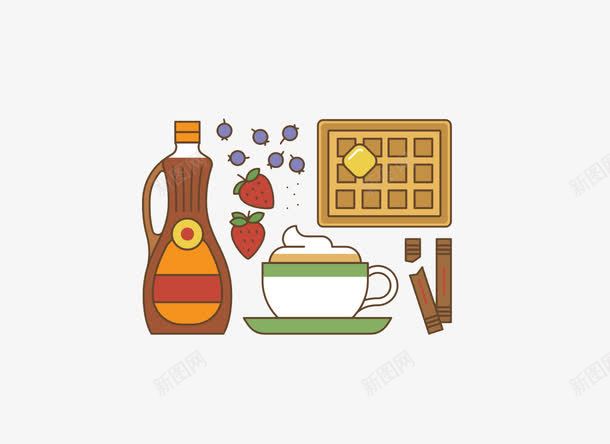 卡通咖啡华夫饼png免抠素材_新图网 https://ixintu.com 华夫饼 卡通 咖啡