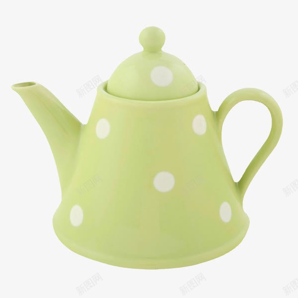 卡通手绘茶壶png免抠素材_新图网 https://ixintu.com 波点 绿色 茶具 茶壶