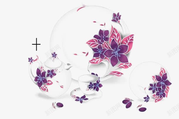 花瓷茶杯png免抠素材_新图网 https://ixintu.com 一套茶具 图画 臭美