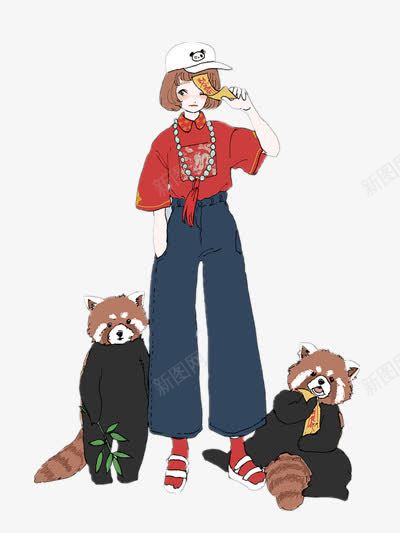 卡通插画png免抠素材_新图网 https://ixintu.com 卡通手绘 时尚女孩 棒球帽