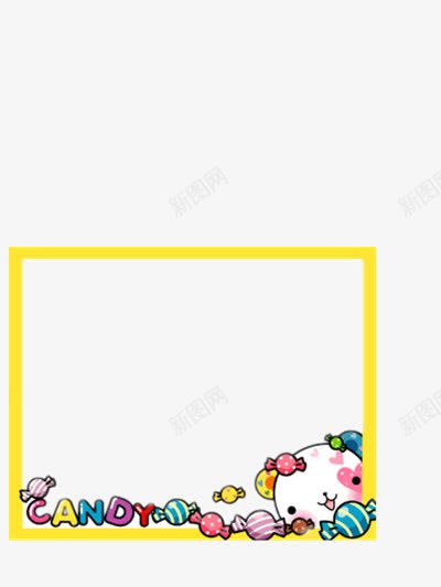 黄色简单边框png免抠素材_新图网 https://ixintu.com 简单 边框 通用