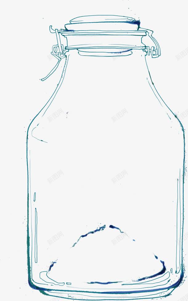 手绘蓝色水瓶形状png免抠素材_新图网 https://ixintu.com 形状 蓝色