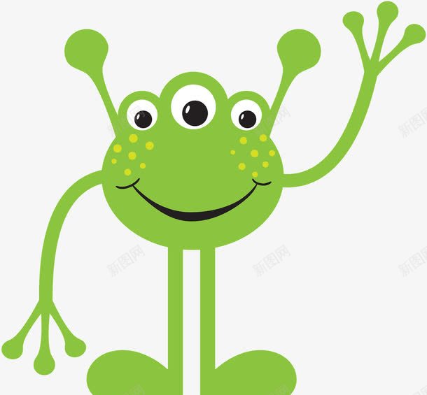 绿色外形生物png免抠素材_新图网 https://ixintu.com 三只眼 外星生物 打招呼