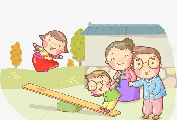 其乐融融png免抠素材_新图网 https://ixintu.com 全家福 卡通 彩色 玩耍