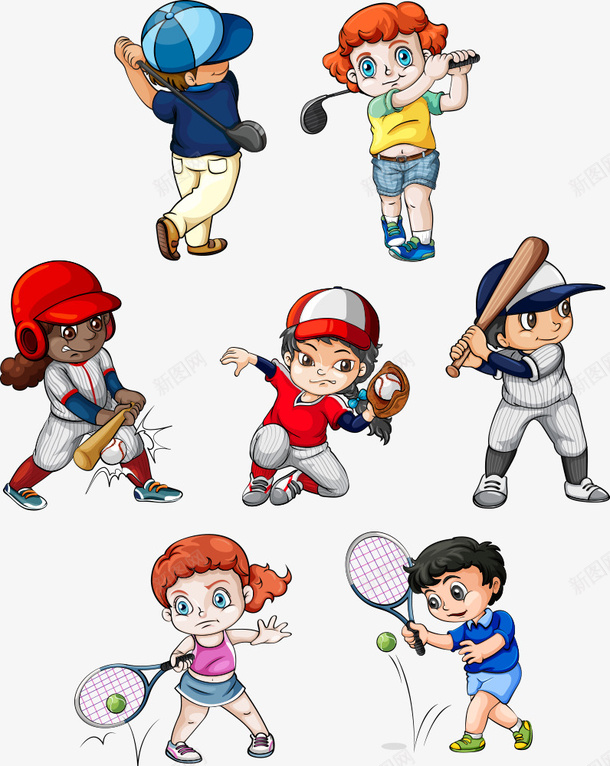 体育小孩矢量图eps免抠素材_新图网 https://ixintu.com 人物 人物插画 体育小孩 卡通人物 小孩 矢量人物 矢量图