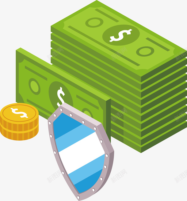 精美金钱保险矢量图ai免抠素材_新图网 https://ixintu.com 保险 保险设计 商务 金币 金钱 金钱保险 矢量图