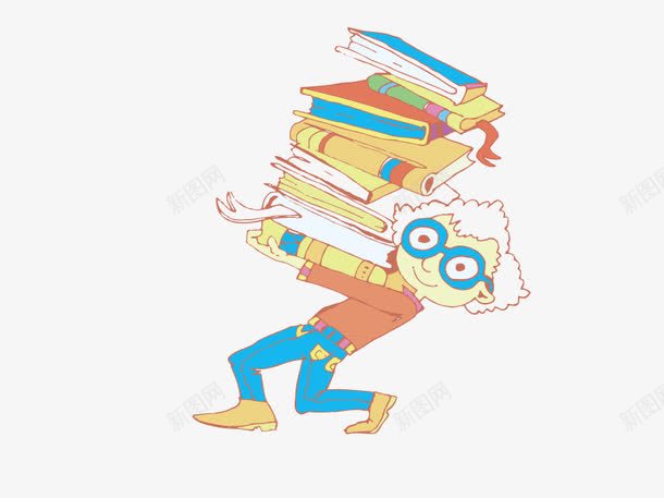 创意手绘抱着书的男孩png免抠素材_新图网 https://ixintu.com 学习 抱着书行走 男孩