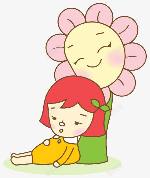 太阳花下的小女孩png免抠素材_新图网 https://ixintu.com PNG 卡通 太阳花 小女孩