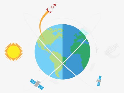 扁平化太空png免抠素材_新图网 https://ixintu.com 扁平化 科技 蓝色