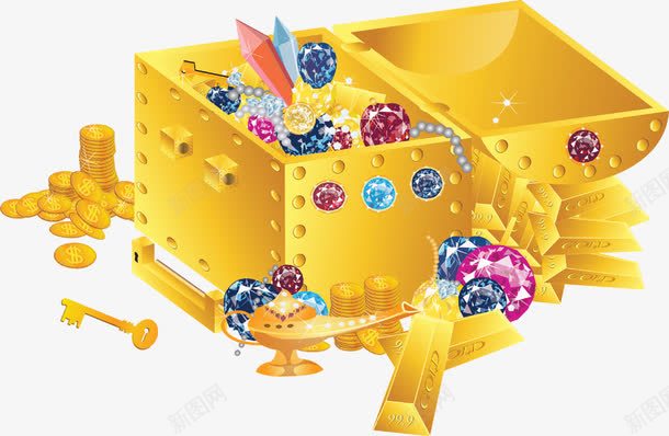 金色宝箱png免抠素材_新图网 https://ixintu.com 宝箱 装饰 设计 金色 钱
