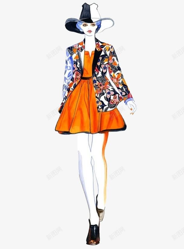 戴帽子时尚女人走秀png免抠素材_新图网 https://ixintu.com 女人 戴帽子 时尚 走秀