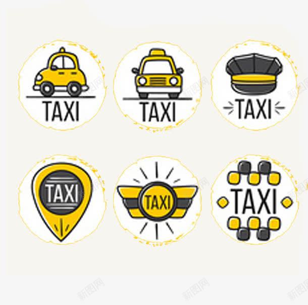 出租车标志png免抠素材_新图网 https://ixintu.com TAXI 出租车 出租车顶 手绘 黄色
