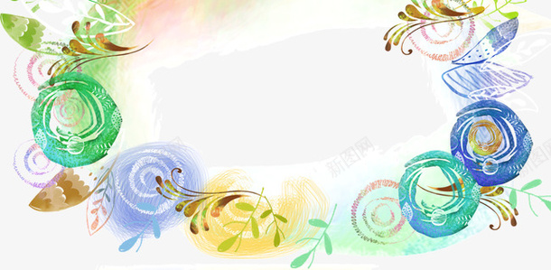 手绘水彩画抽象边框png免抠素材_新图网 https://ixintu.com 手绘 抽象 水彩画 边框