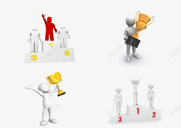 3d冠军立体小人psd免抠素材_新图网 https://ixintu.com 仿真 冠军 立体小人