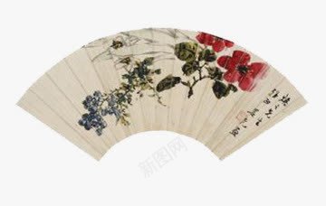 古风扇面png免抠素材_新图网 https://ixintu.com 古风 扇面 植物 花朵