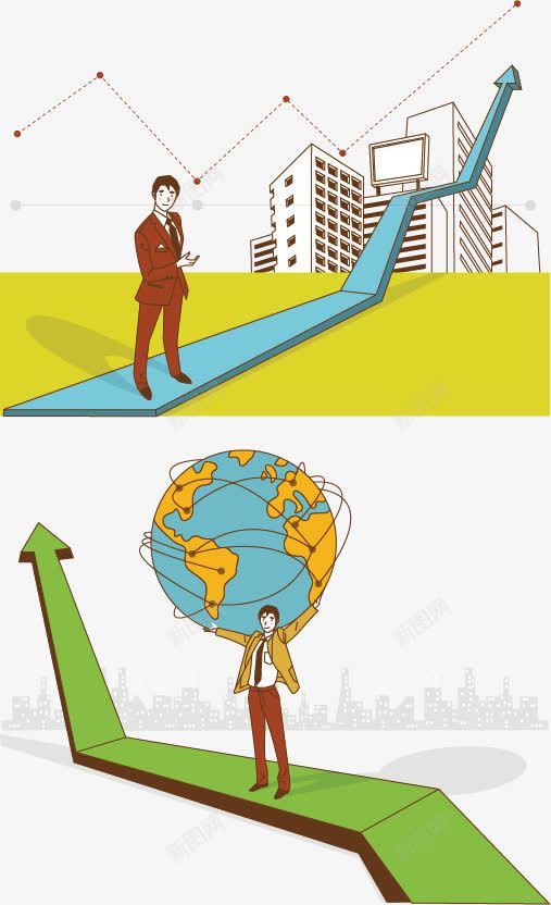 商务卡通矢量图ai免抠素材_新图网 https://ixintu.com 卡通 商务人士 商务插图 商务海报素材 地球 彩色 手绘 数据 矢量图