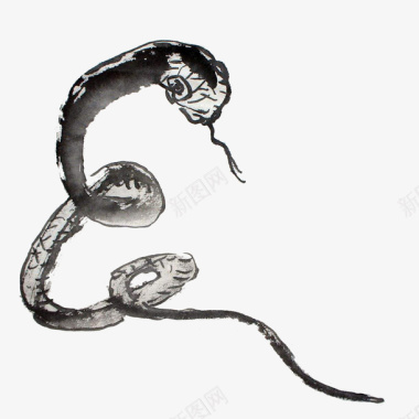 古典黑色水墨蛇图标图标