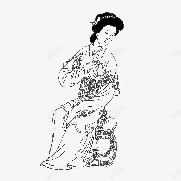 手绘古代人物png免抠素材_新图网 https://ixintu.com 古代人物 工笔 手绘 线条 青墨