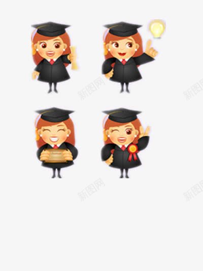 毕业卡通女孩png免抠素材_新图网 https://ixintu.com 可爱 学士服 毕业