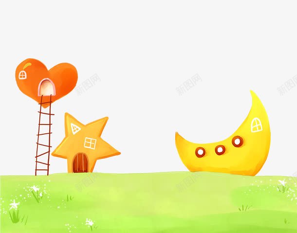 小清新韩风卡通png免抠素材_新图网 https://ixintu.com 可爱 月亮 绿色