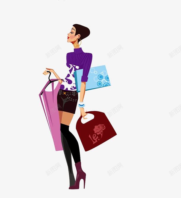 时尚购物女性png免抠素材_新图网 https://ixintu.com 卡通 女性 时尚 购物