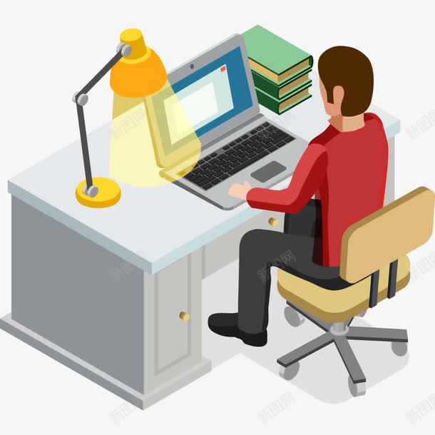 卡通办公的人png免抠素材_新图网 https://ixintu.com 人物 办公的人 电脑 矢量装饰 装饰