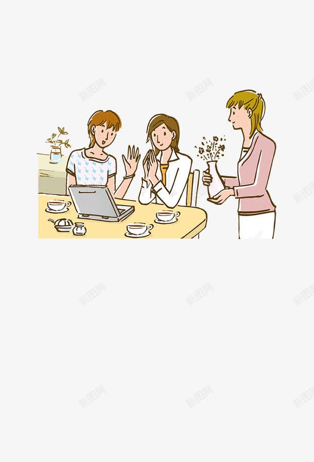 聚会聊天卡通人物png免抠素材_新图网 https://ixintu.com 卡通人物 女性人物 时尚女性