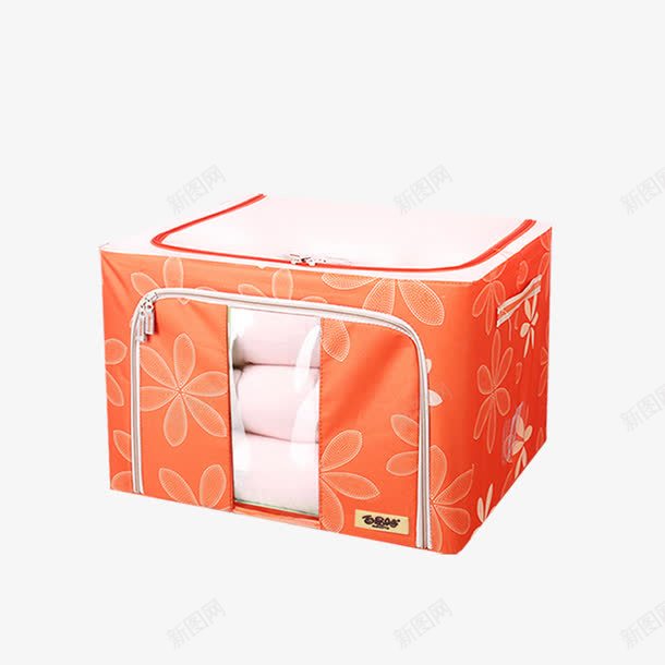 产品实物桔色棉被收纳箱png免抠素材_新图网 https://ixintu.com 产品实物 收纳箱 桔色 棉被