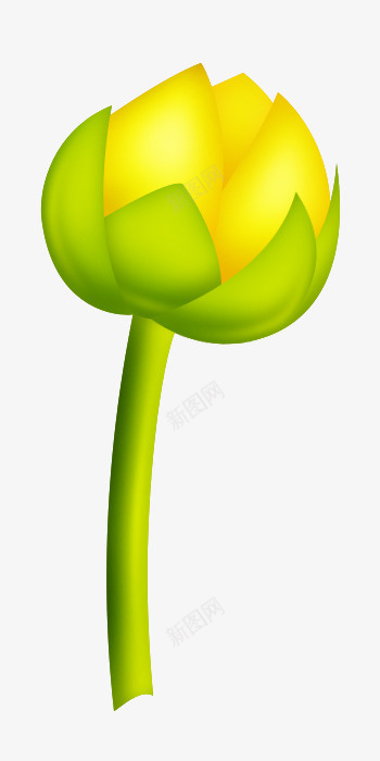 卡通花骨朵png免抠素材_新图网 https://ixintu.com 卡通 手绘 简图 绿叶 黄色