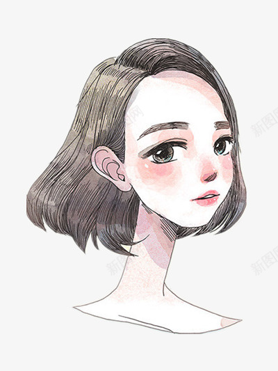 卡通手绘png免抠素材_新图网 https://ixintu.com 手绘女孩 手绘插画 美丽女孩