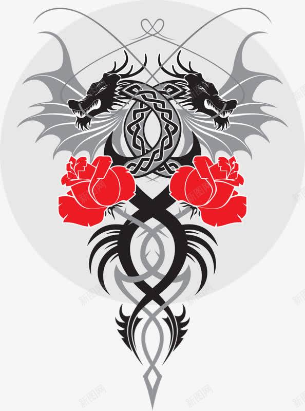 手绘祥龙蝙蝠花朵png免抠素材_新图网 https://ixintu.com 手绘 花朵 花纹 蝙蝠 龙