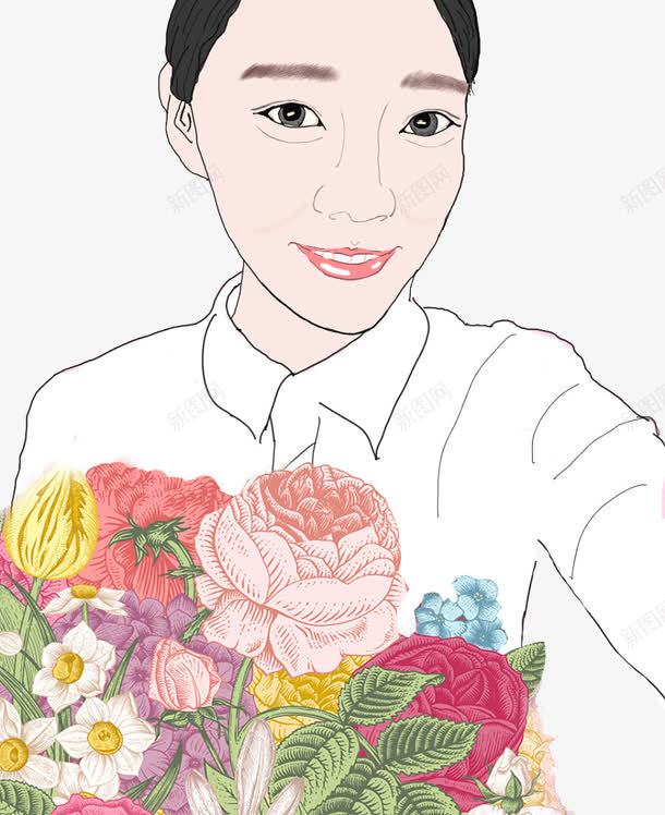 自拍的女孩插画png免抠素材_新图网 https://ixintu.com 女人 手绘 自拍