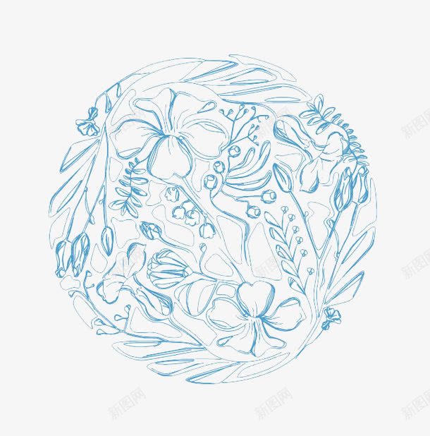 绘画图案png免抠素材_新图网 https://ixintu.com 一团花 蓝色绘画 蓝花图案