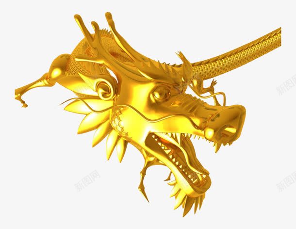 金色的龙png免抠素材_新图网 https://ixintu.com 中国龙 中国龙图案 金龙 金龙龙头 龙 龙图案 龙头