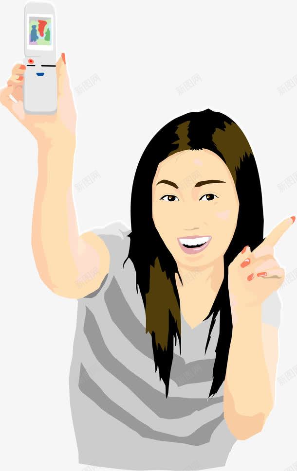 手绘自拍png免抠素材_新图网 https://ixintu.com 手绘 美女 自拍