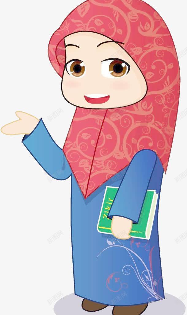 拿书的阿拉伯女人png免抠素材_新图网 https://ixintu.com 书本 头巾 女人 红色