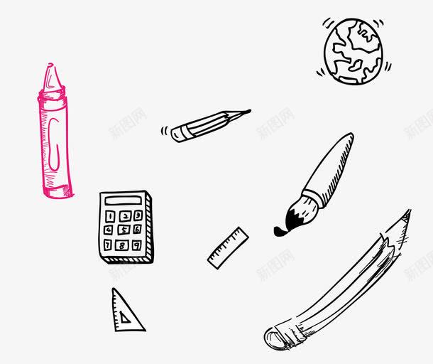 会记用品矢量图eps免抠素材_新图网 https://ixintu.com 毛笔 直尺 计算机 铅笔 矢量图