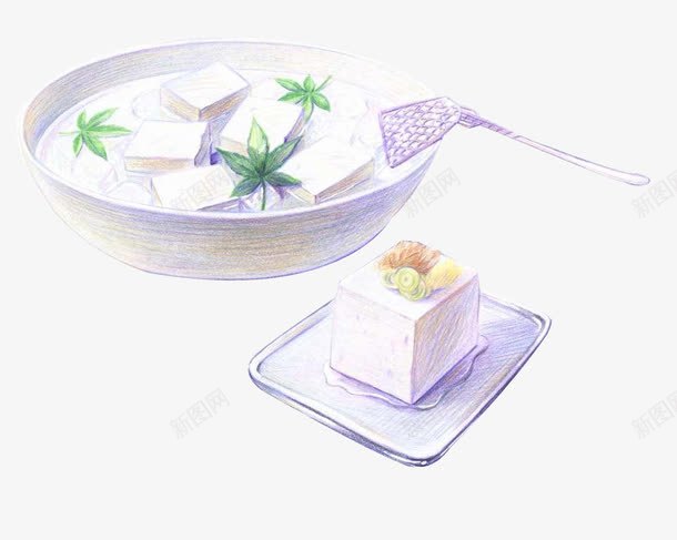 豆腐汤png免抠素材_新图网 https://ixintu.com 中餐 彩铅图 白色