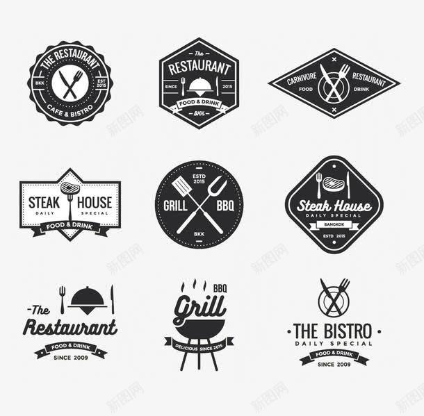 烤肉黑色标贴png免抠素材_新图网 https://ixintu.com BBQ 刀叉 美食